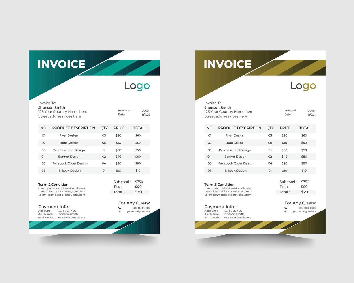 New corporate Business invoice a4 template vector
