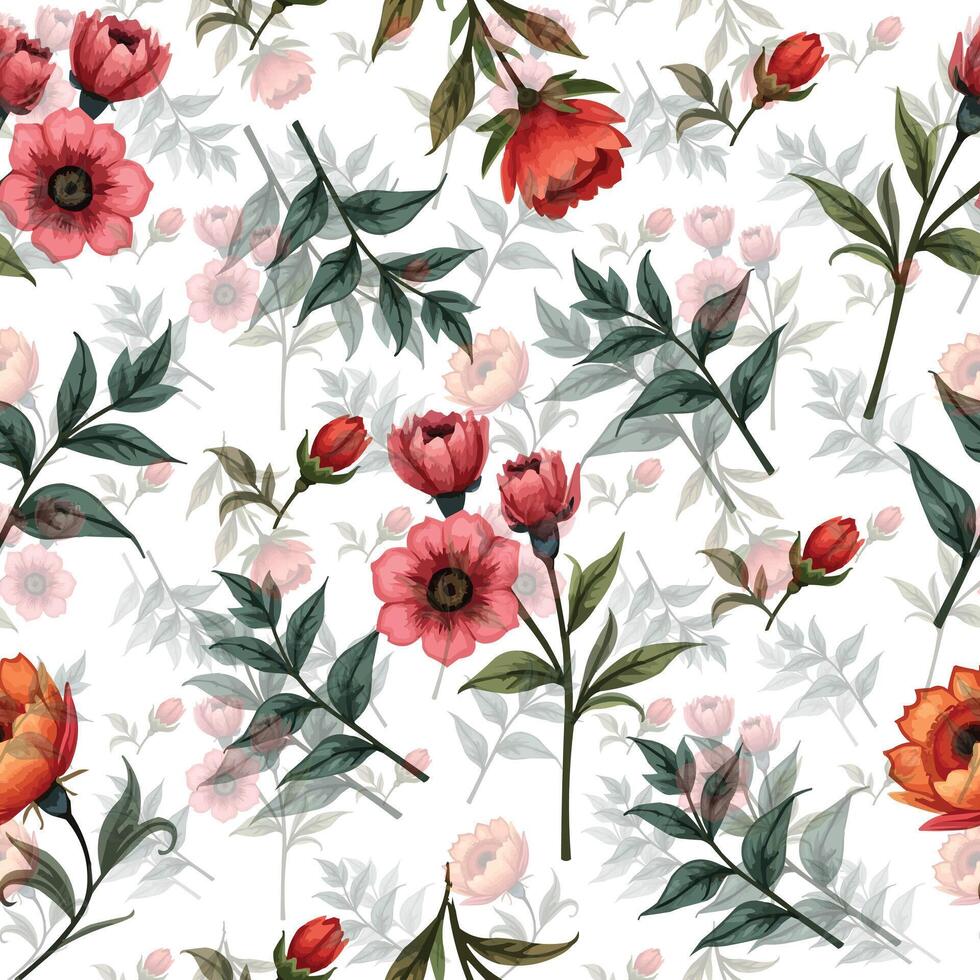Seamless floral pattern, liberty ditsy print, abstract nature ornament in a romantic classic style vector
