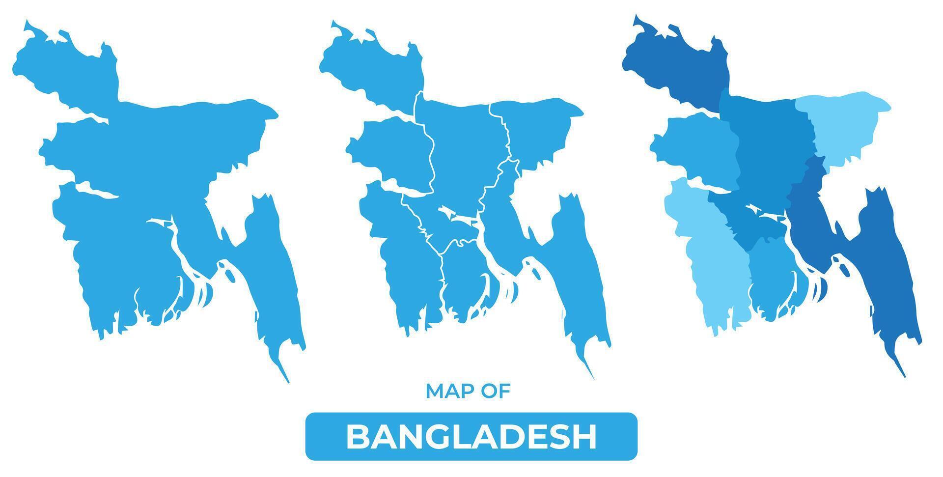 Bluescale Bangladesh map in different style border outline illustration set vector