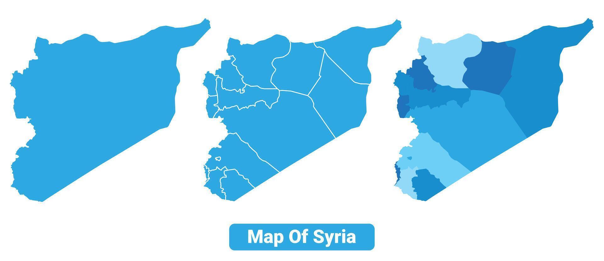 Bluescale Syria map in different style border outline illustration set vector