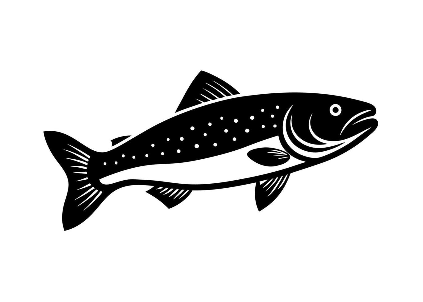 A black and white illustration of a fish vector