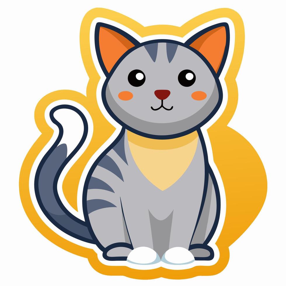 A cartoon cat with a yellow collar vector