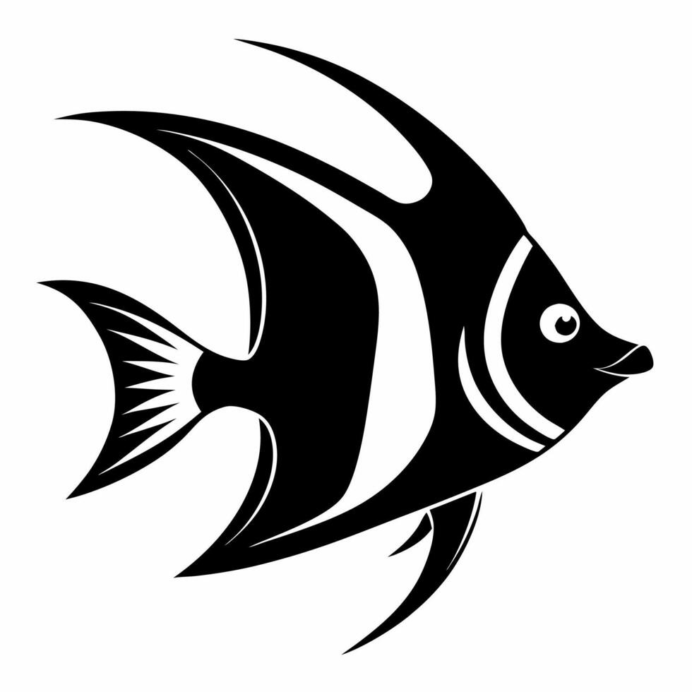 Angelfish fish silhouette on white background vector