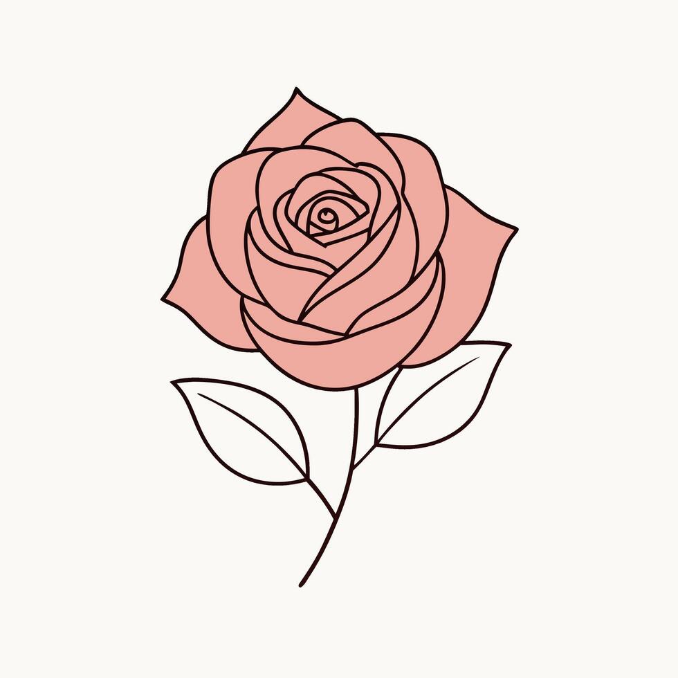 Rose flower line art illustration vector