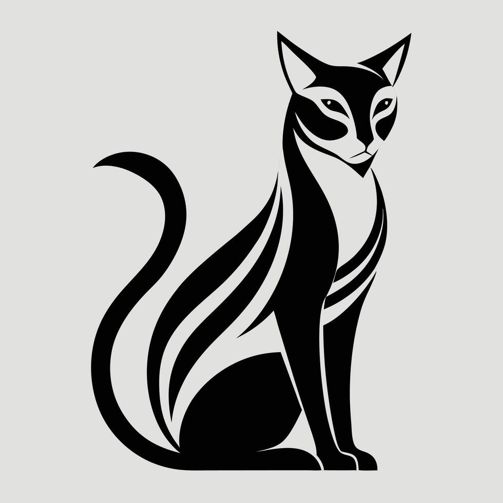 A black and white cat logo vector