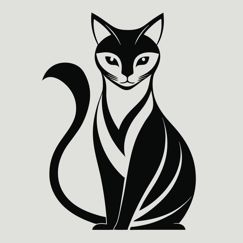 A black and white cat logo vector