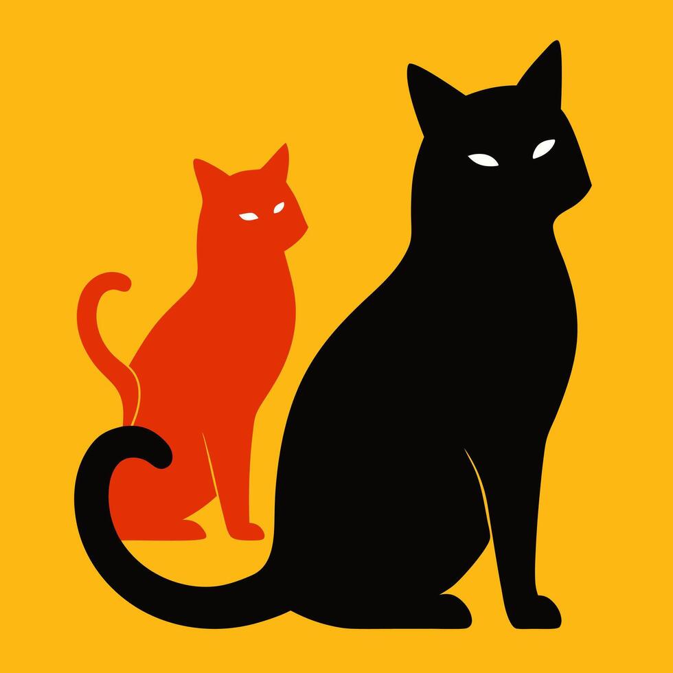Two Cat Silhouette in Style vector