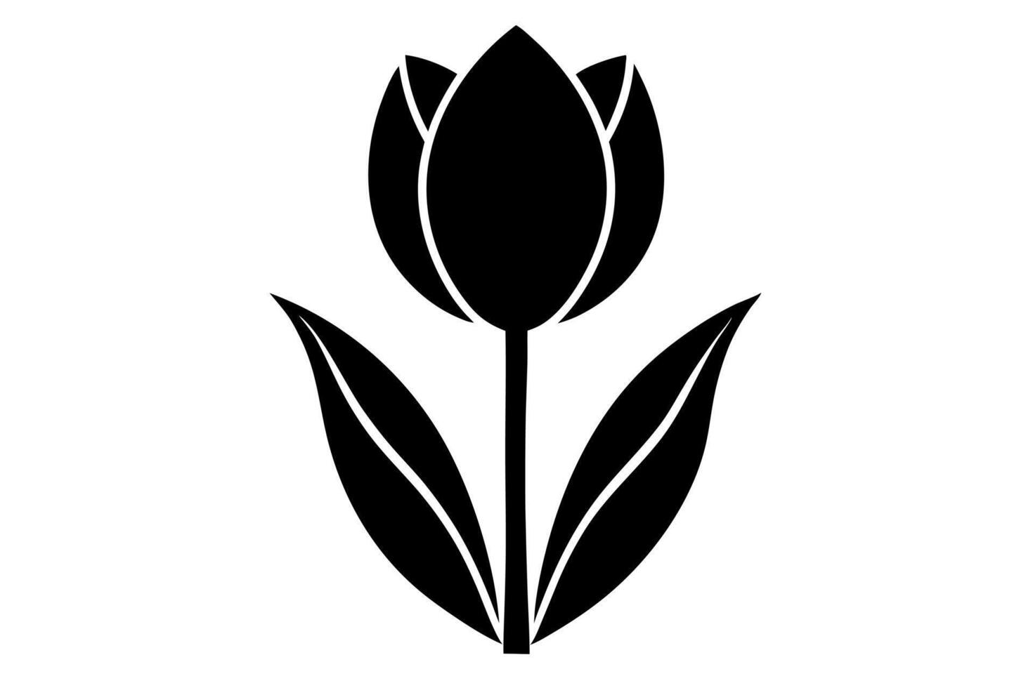 Black tulip flower icon on white background vector