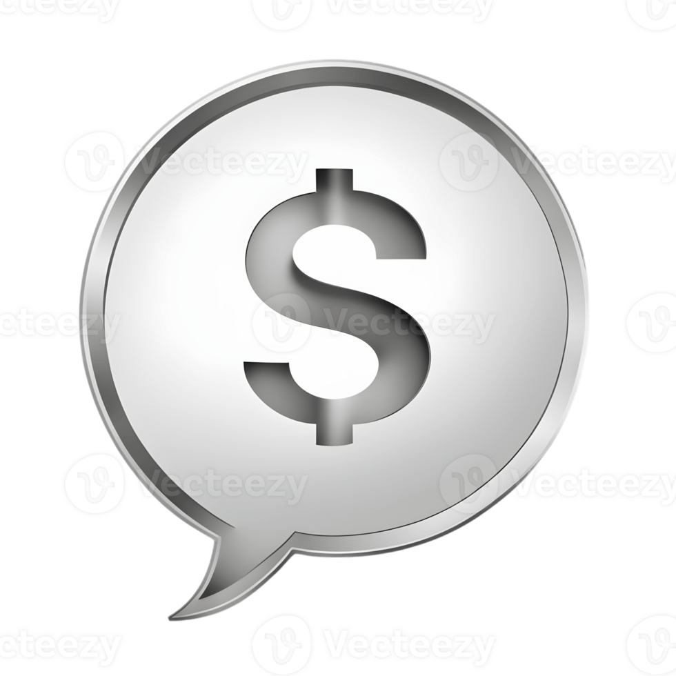 Silver Speech Bubble with Money Symbol Isolated on Transparent Background png