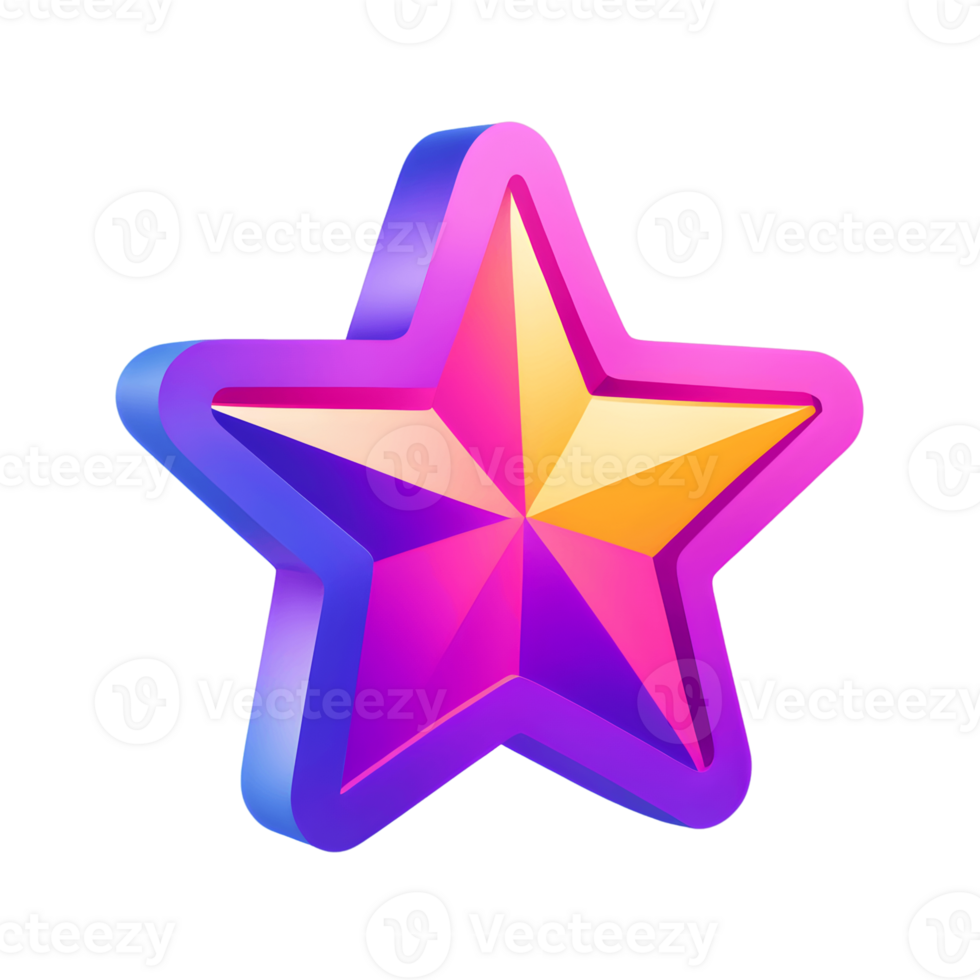 3D Stars Icon and Symbol Isolated on Transparent Background png