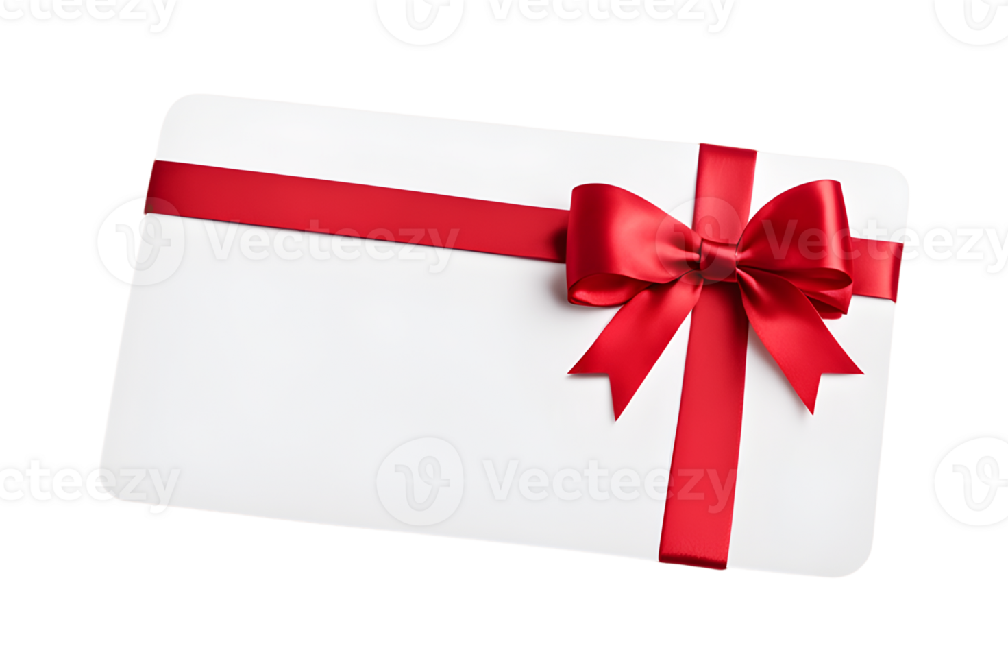 Gift Card with Red Ribbon Isolated on Transparent Background png
