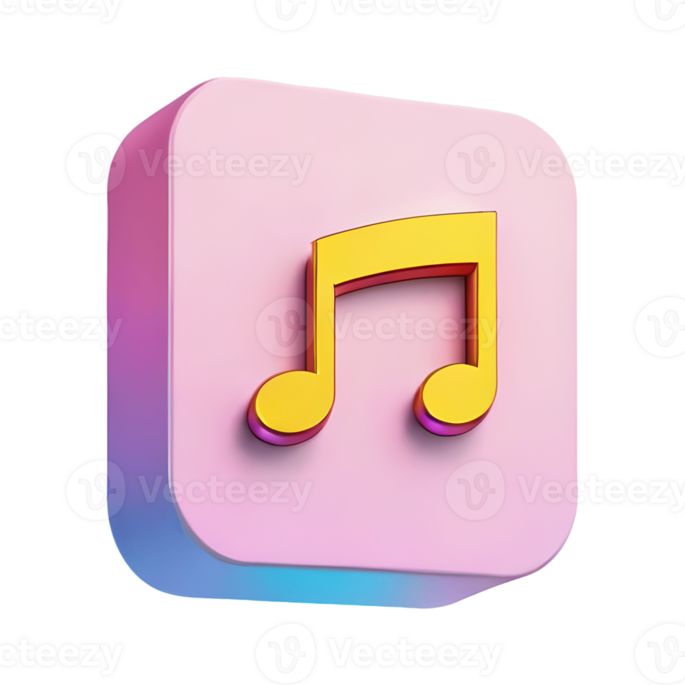 3D Music Icon in Pastel Colors Isolated on Transparent Background png