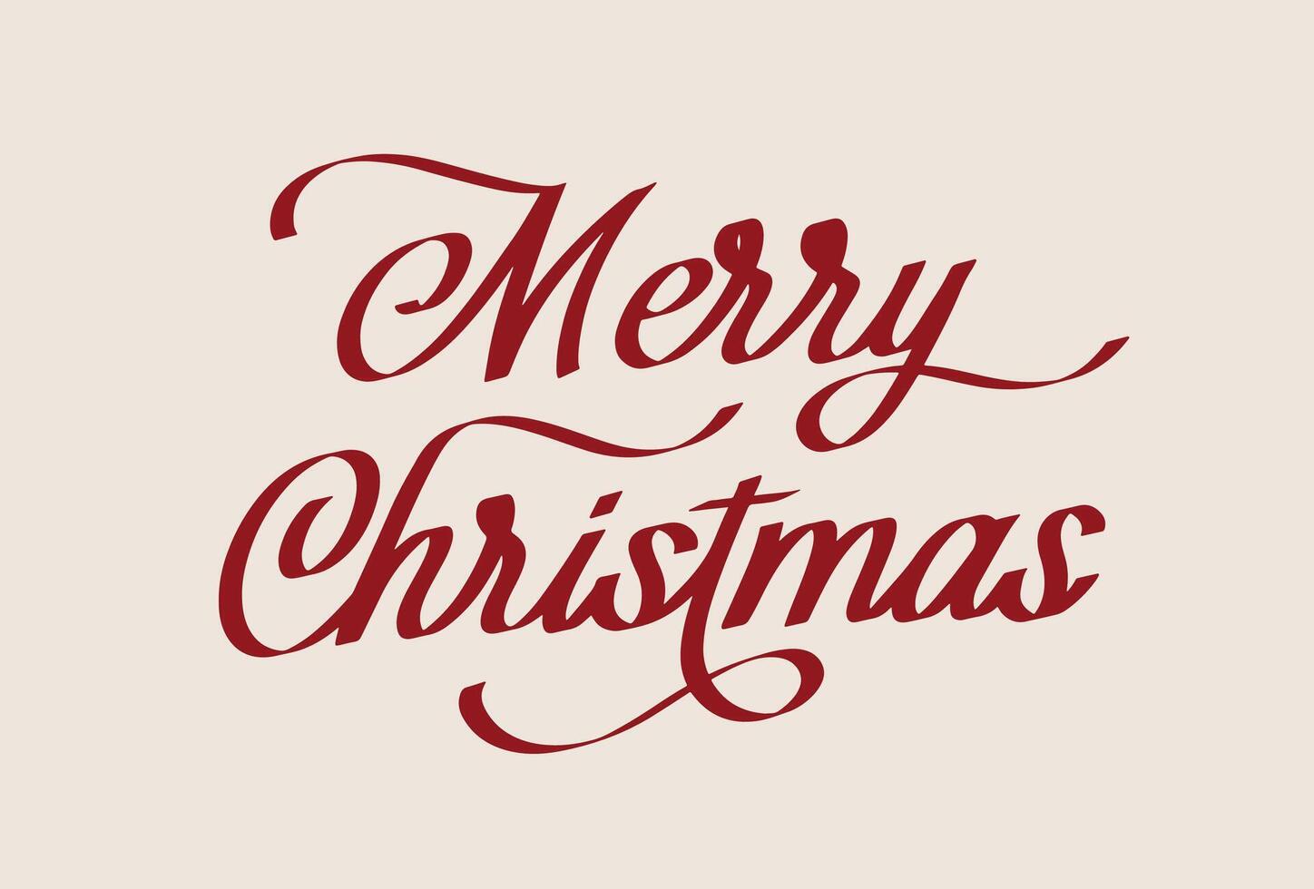 Merry Christmas lettering greeting card template, Invitation script calligraphy vector