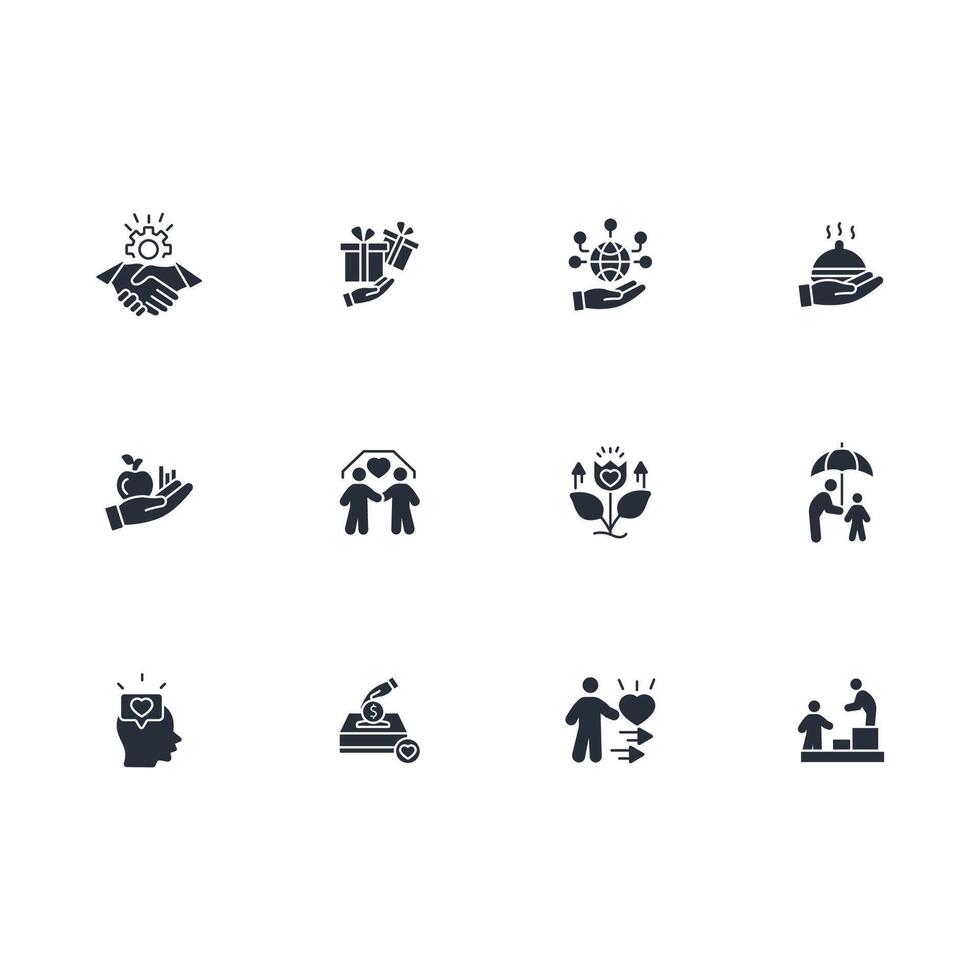 Altruism icon set..Editable stroke.linear style sign for use web design,logo.Symbol illustration. vector
