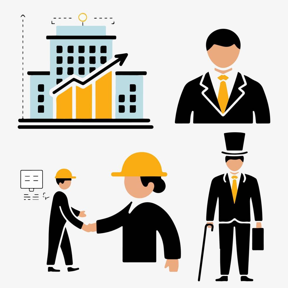 Minimalist Business Icons vector