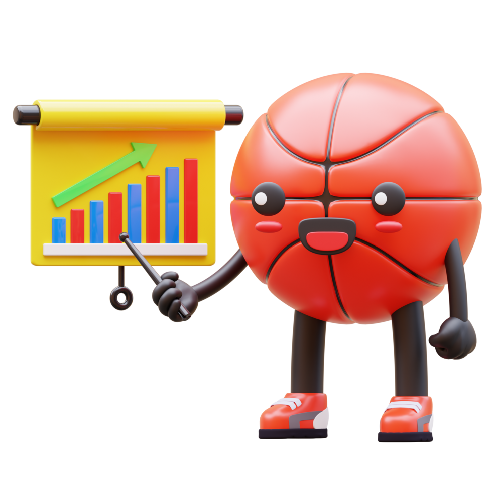 3D Basketball Character Pointing At Light Bulb With Magnifying Glass Suitable For Creative Ideas And Research Concepts png