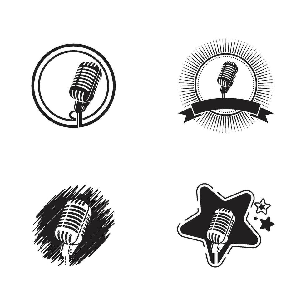 Vintage microphone. Music, voice, record icon. Recording studio symbol vector