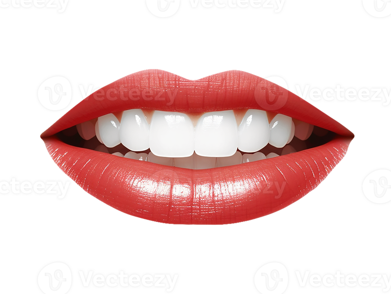 A woman's mouth with white teeth and red lips png