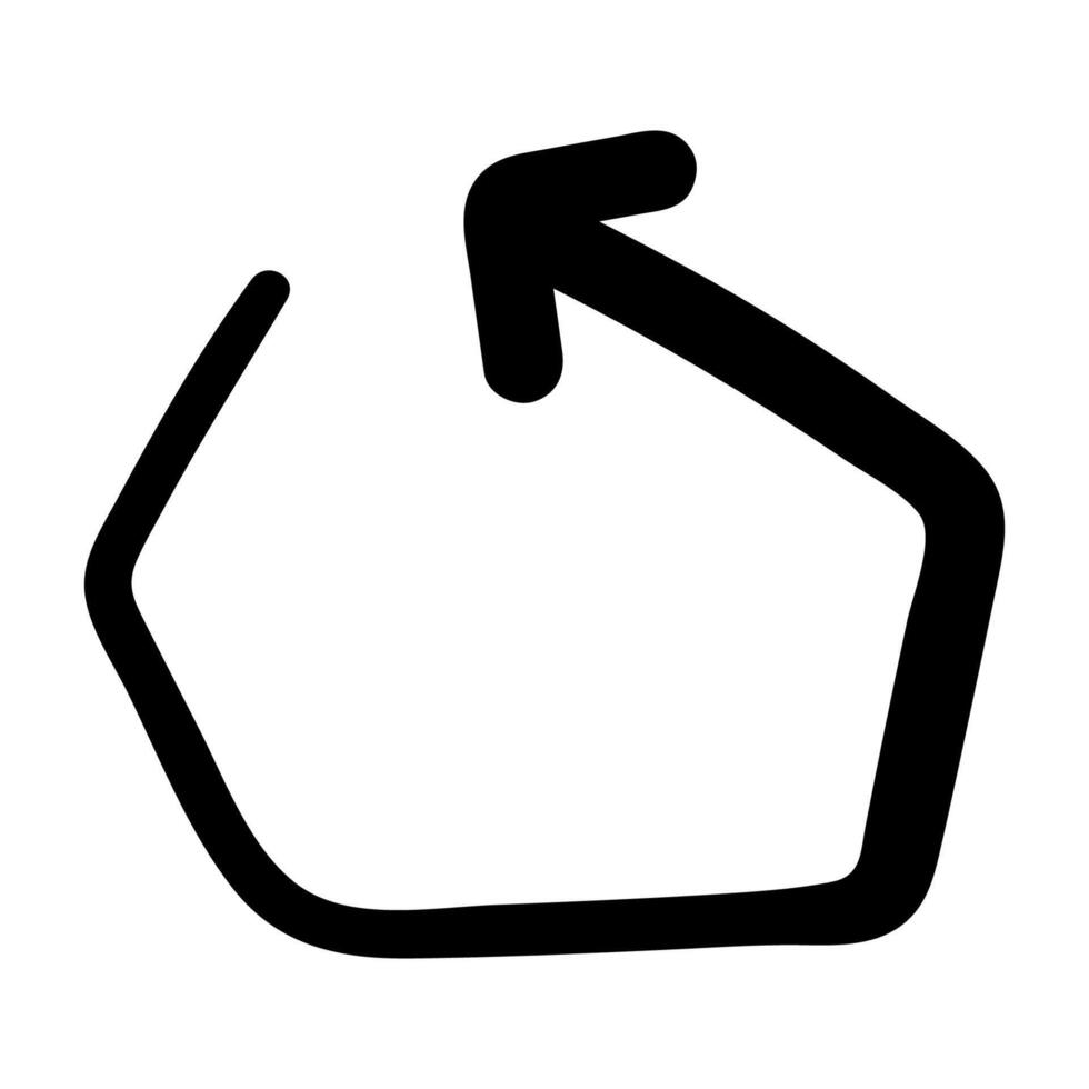 Single hand draw black and white arrow up in doodle style isolated on white background. flat illustration sketch design element.Icons, shape hexagon. vector