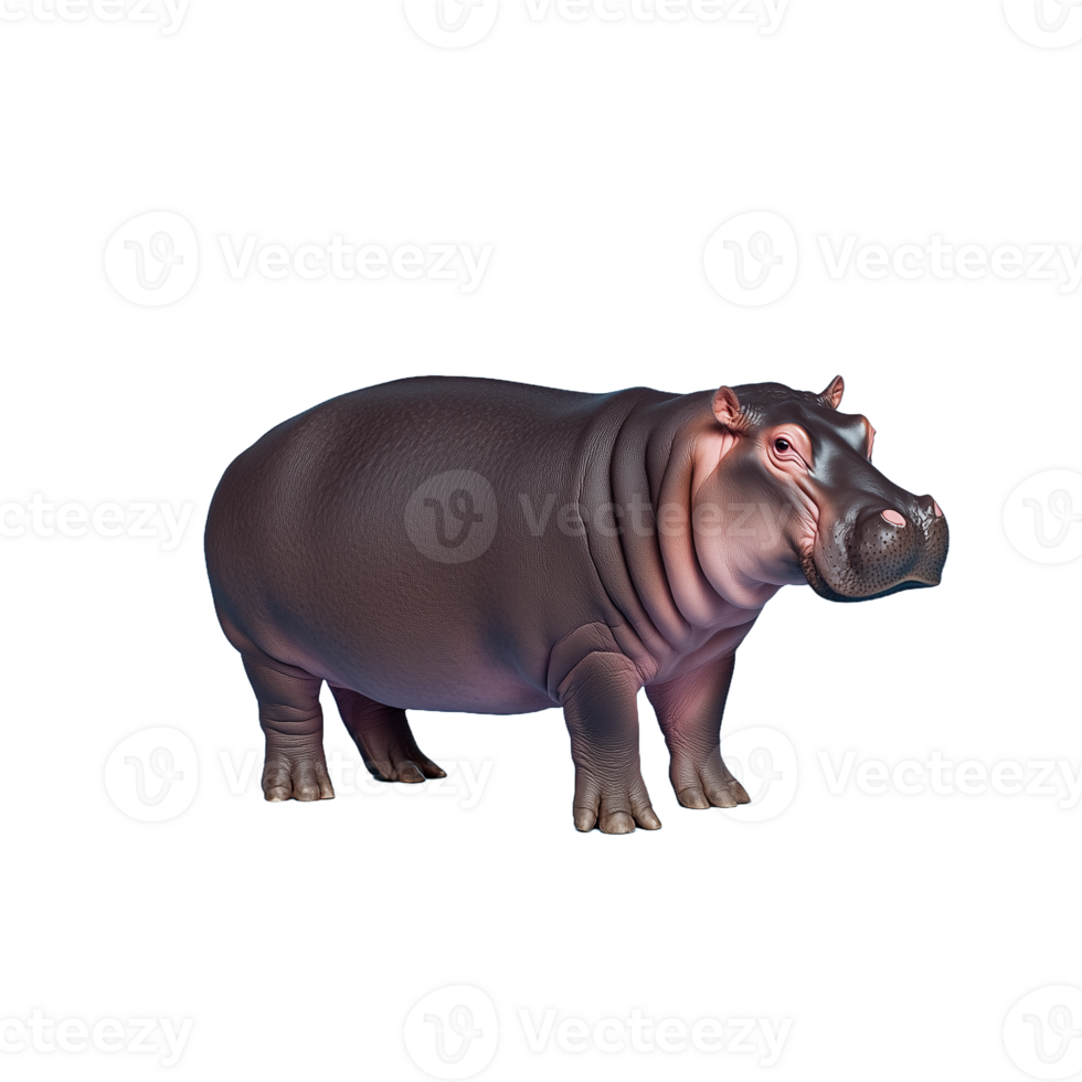 Hippopotamus walking forward with bulky body isolated on transparent background png