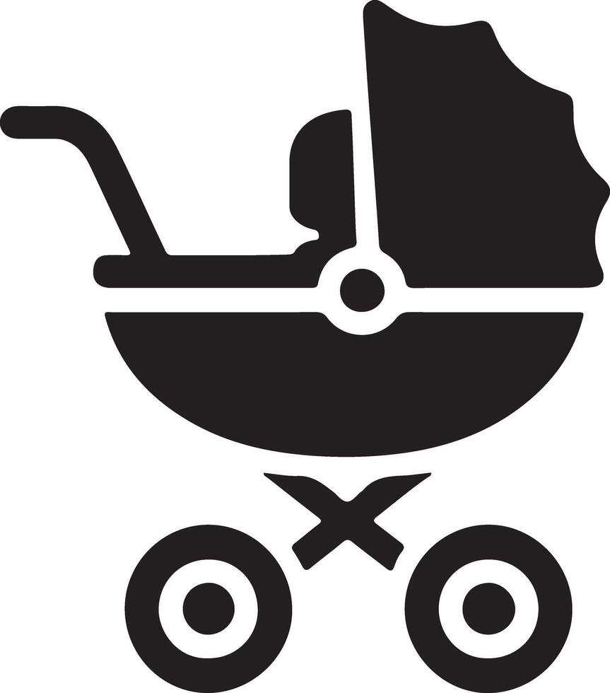 Silhouette baby carriage vector