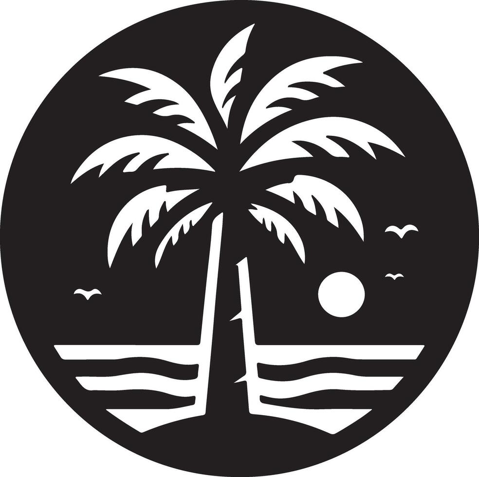 palm Tree With Black Background vector