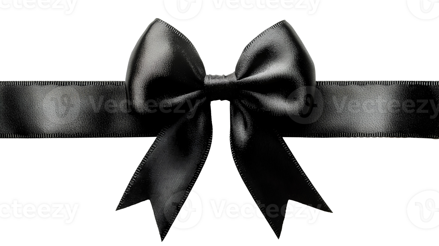Black bow for gift wrapping , top view, flat lay design. Festive ribbon bow isolated on transparent background. Elegant and decorative black bow for presents, holiday gift wrapping, or crafts png