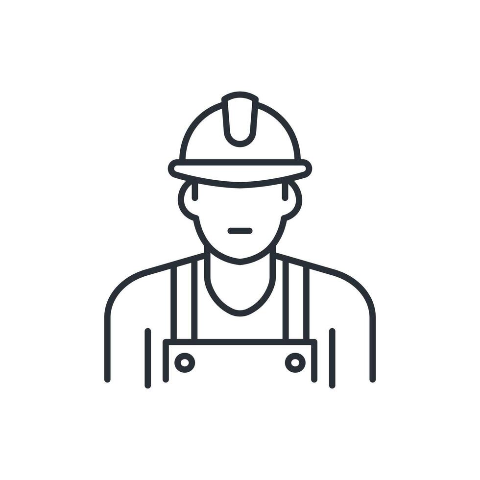 Helmeted worker. Master, service, plumber line icon vector