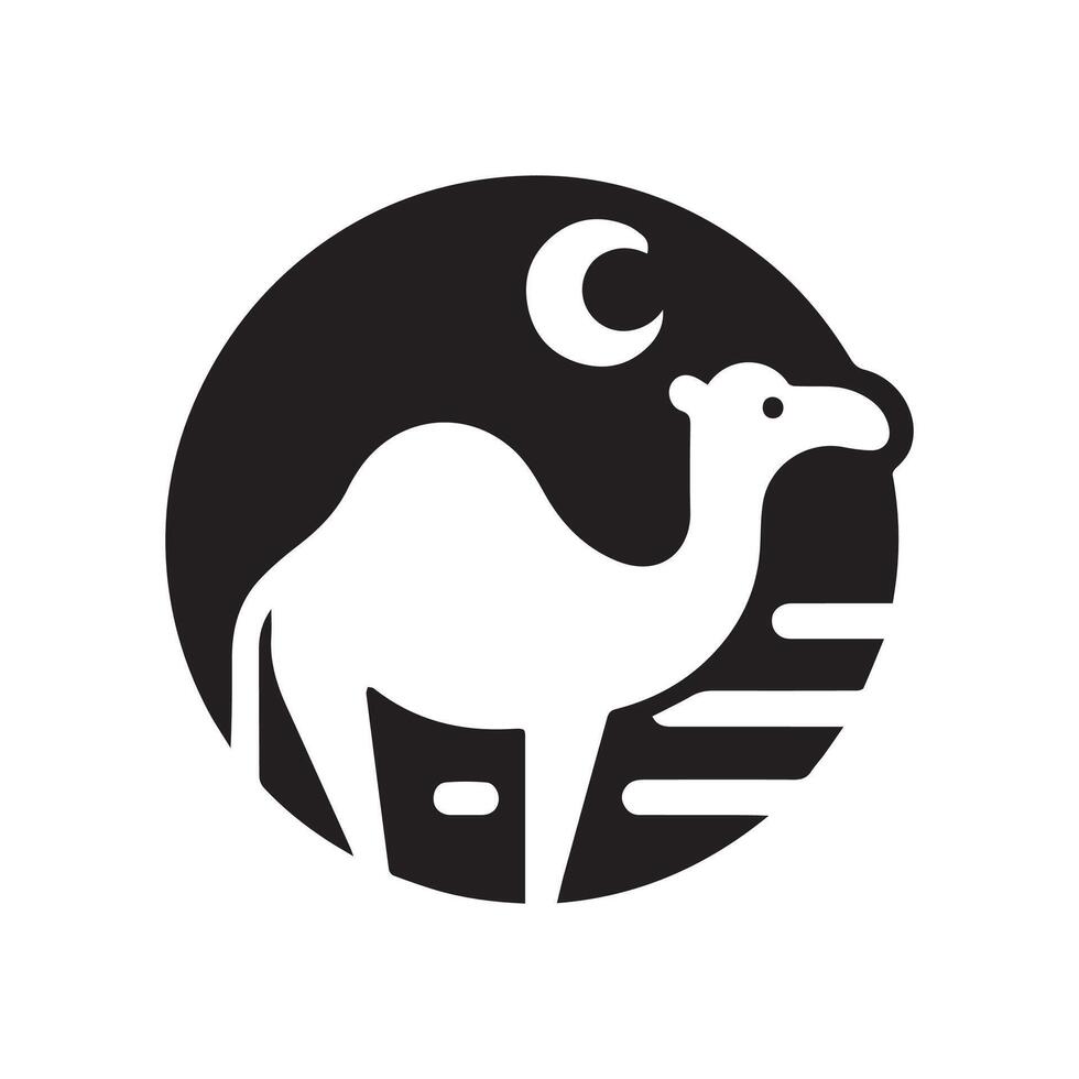 Monochrome 2D Camel Design Against a White Canvas vector