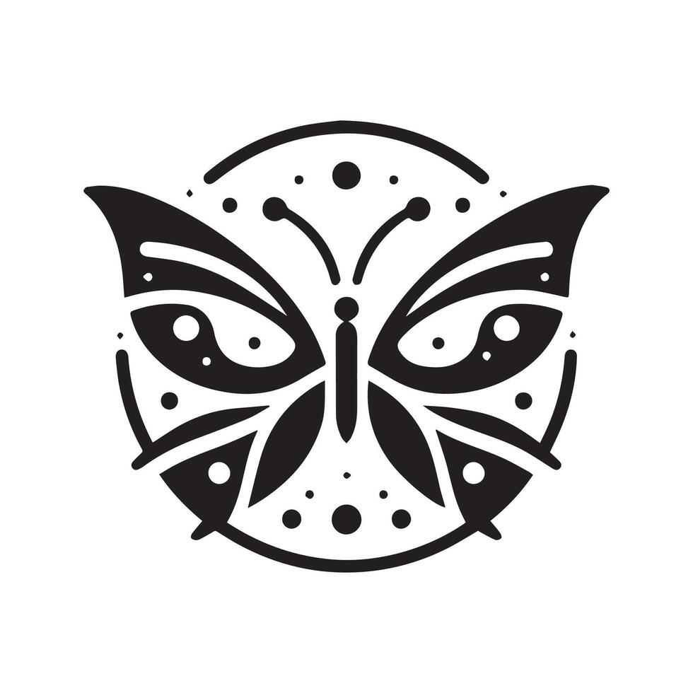 Minimalist Black and White 2D Butterfly Design with a White Backdrop vector