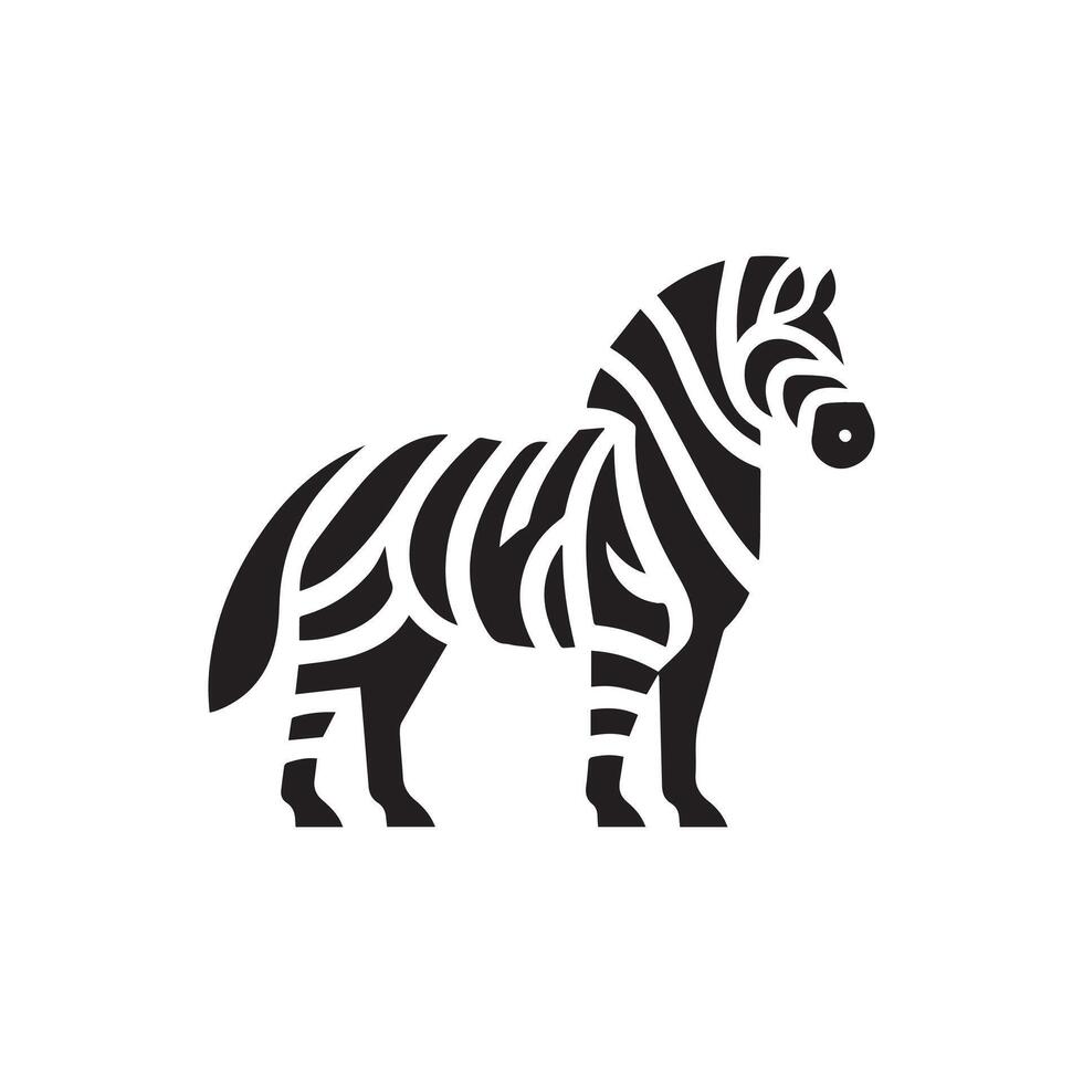 Monochrome 2D Zebra Emblem Against a White Canvas vector