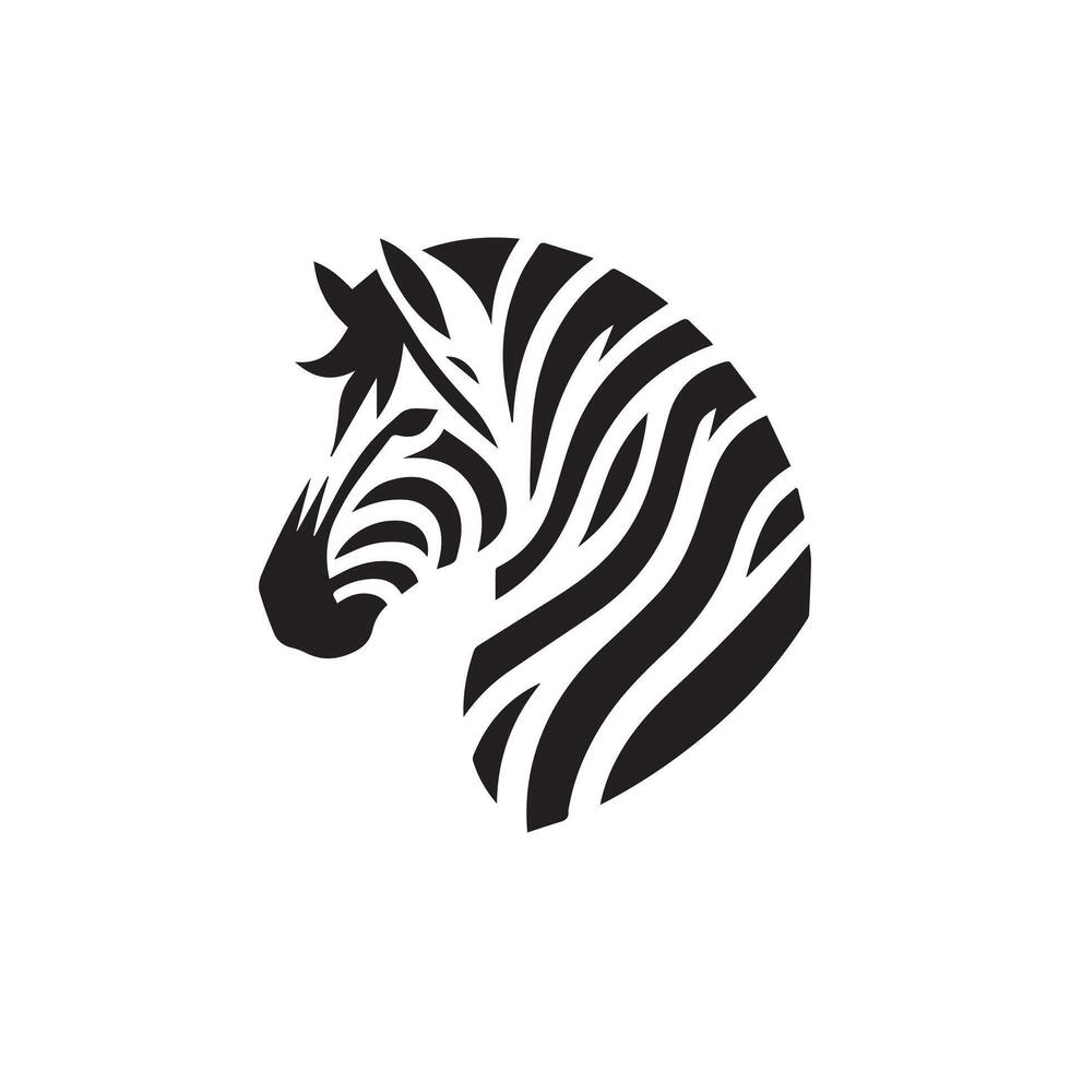 Black and White 2D Zebra Logo on a White Background vector