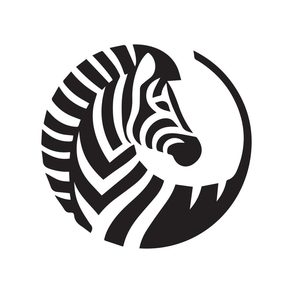 Minimalist 2D Zebra Logo in Black and White Set on a White Background vector