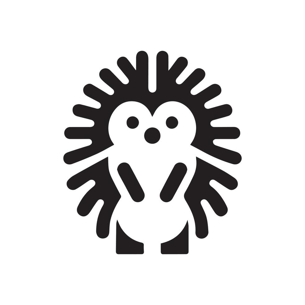 Simple Black and White 2D Hedgehog Logo Set on a White Canvas vector