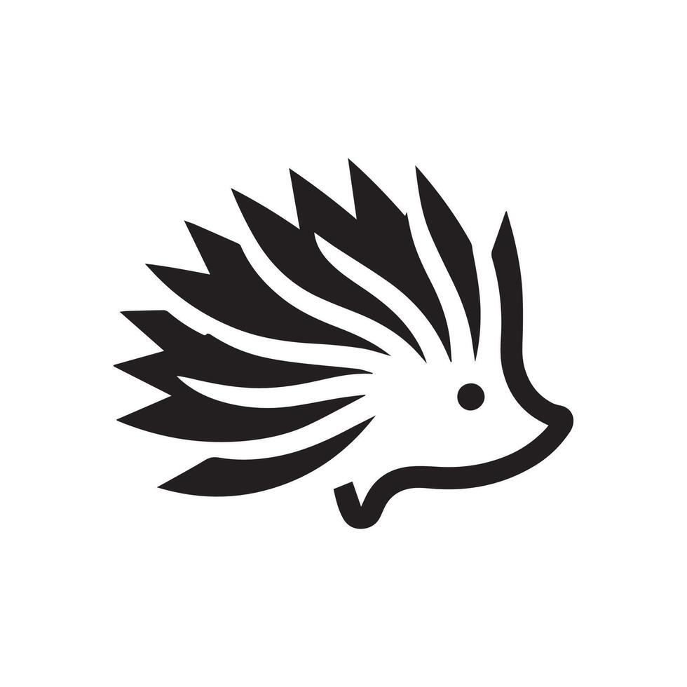 2D Hedgehog Logo in Black and White Against a White Canvas vector