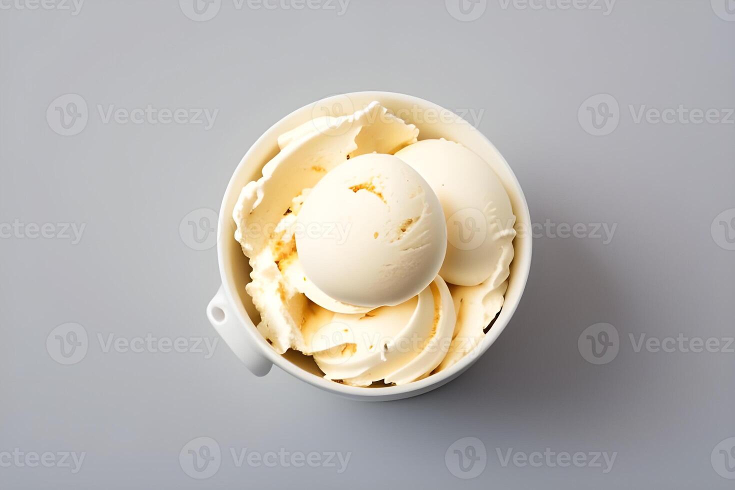 Creamy Vanilla Ice Cream Scoop Isolated on White Background illustration photo