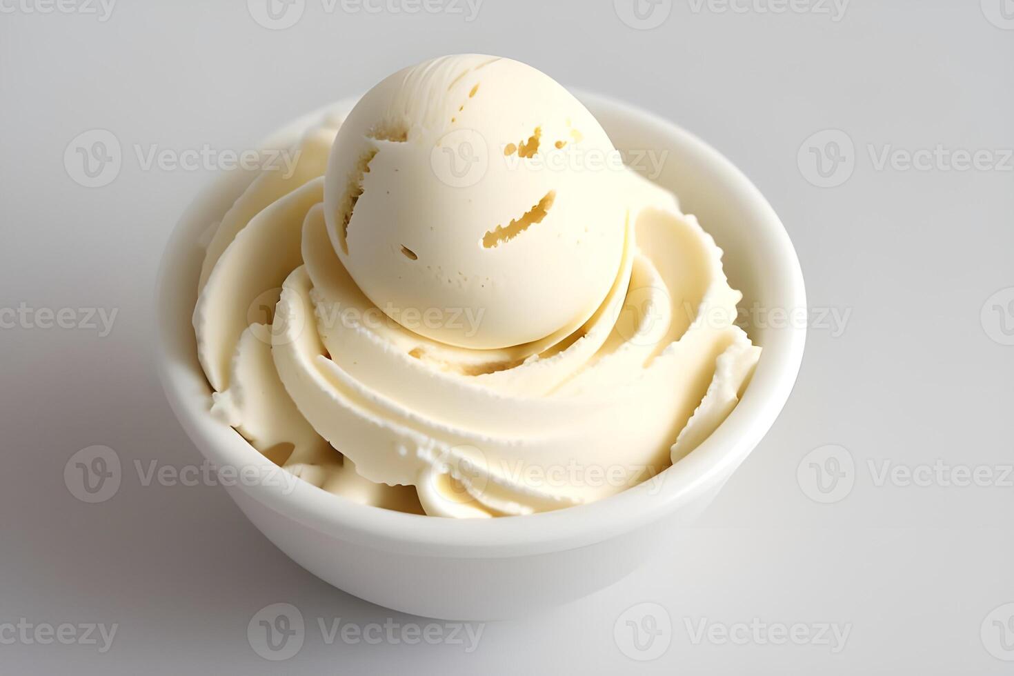 Vanilla Ice Cream Scoop Isolated on White Background illustration photo