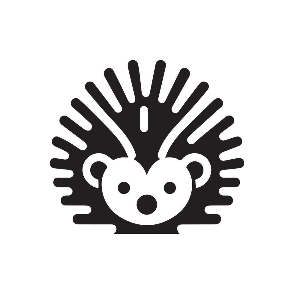 Monochrome 2D Animal Logo of a Hedgehog with a White Backdrop vector