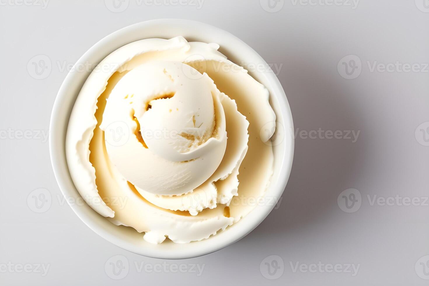 Vanilla Ice Cream Scoop Isolated on White Background illustration photo