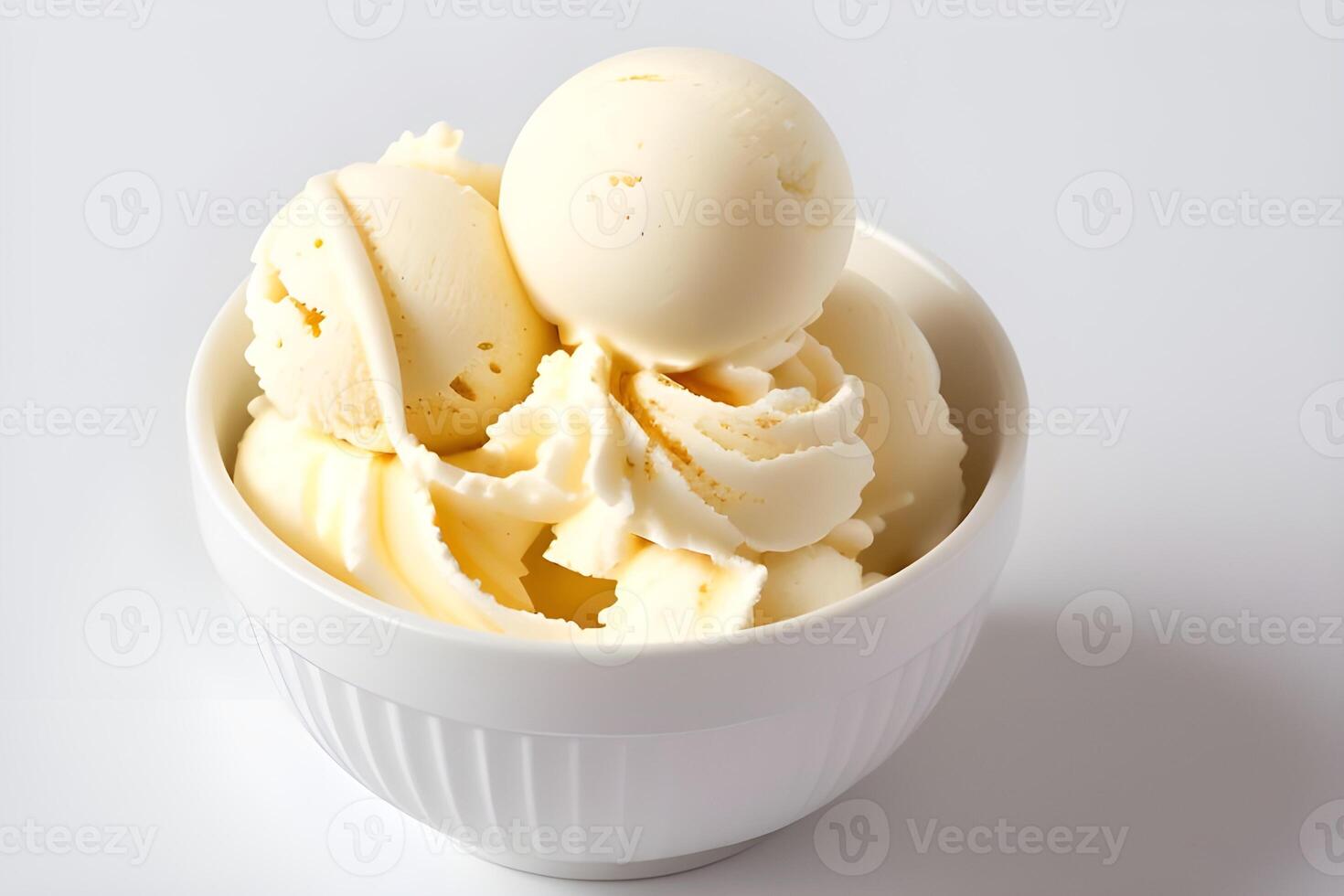 Creamy Vanilla Ice Cream Scoop Isolated on White Background illustration photo