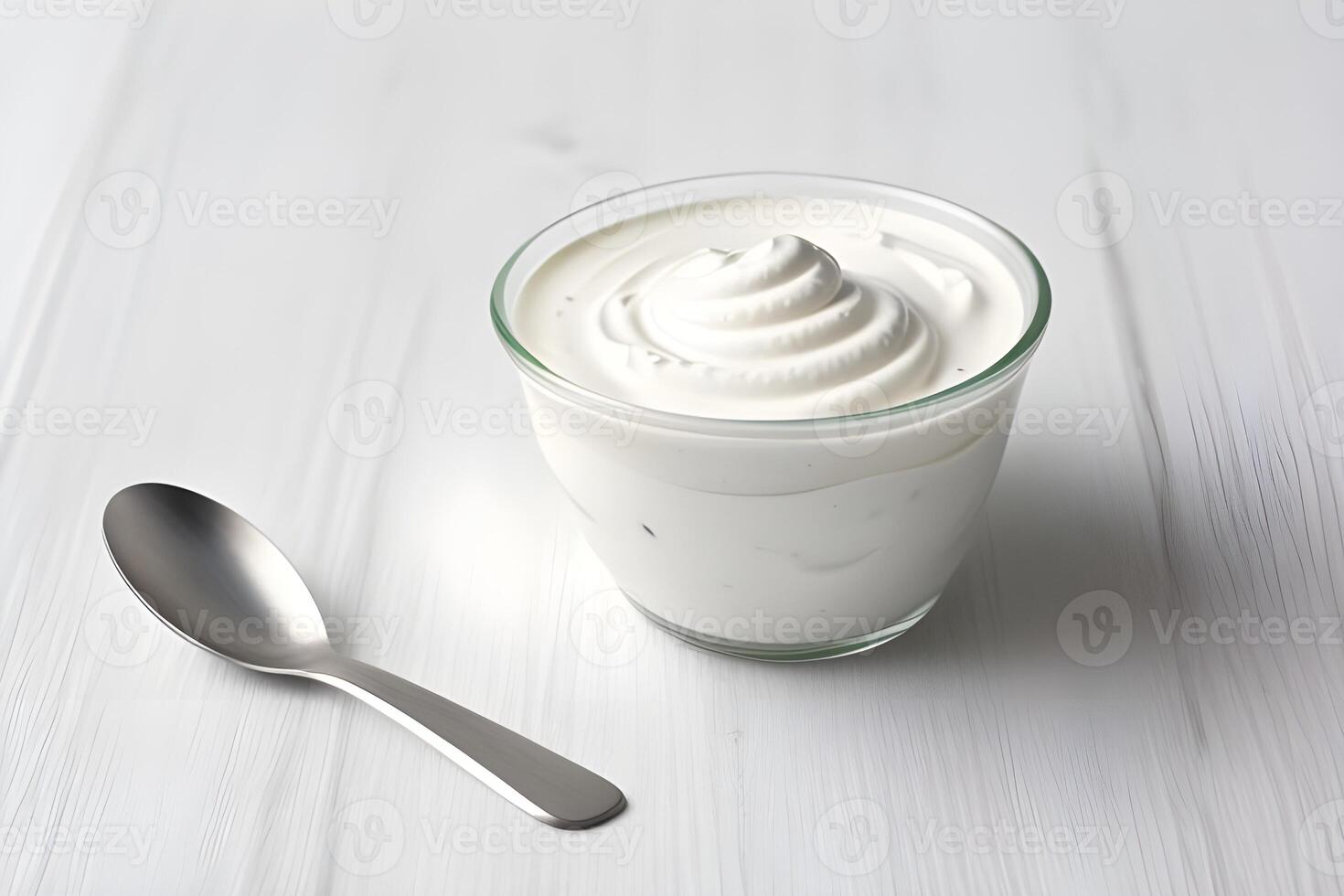 Fresh Greek Yogurt Isolated on White Background illustration photo