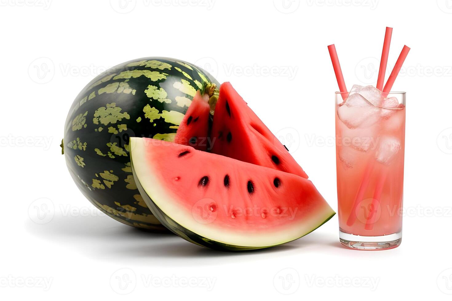 Refreshing Watermelon Soda Isolated on White Background illustration photo
