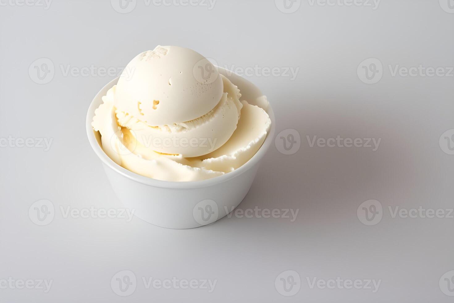 Vanilla Ice Cream Scoop Isolated on White Background illustration photo