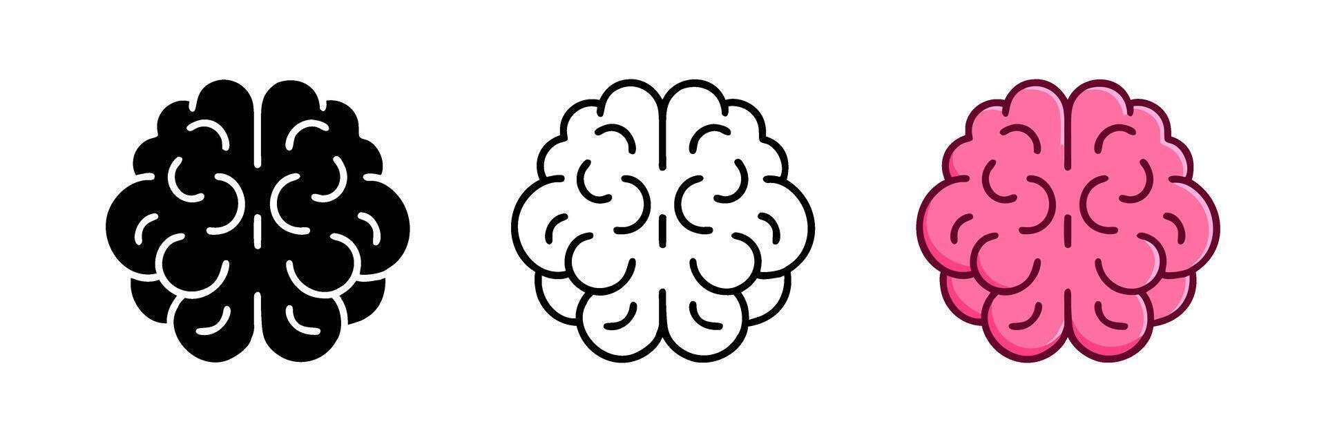 set of Brain or mind icons for medical apps and websites vector