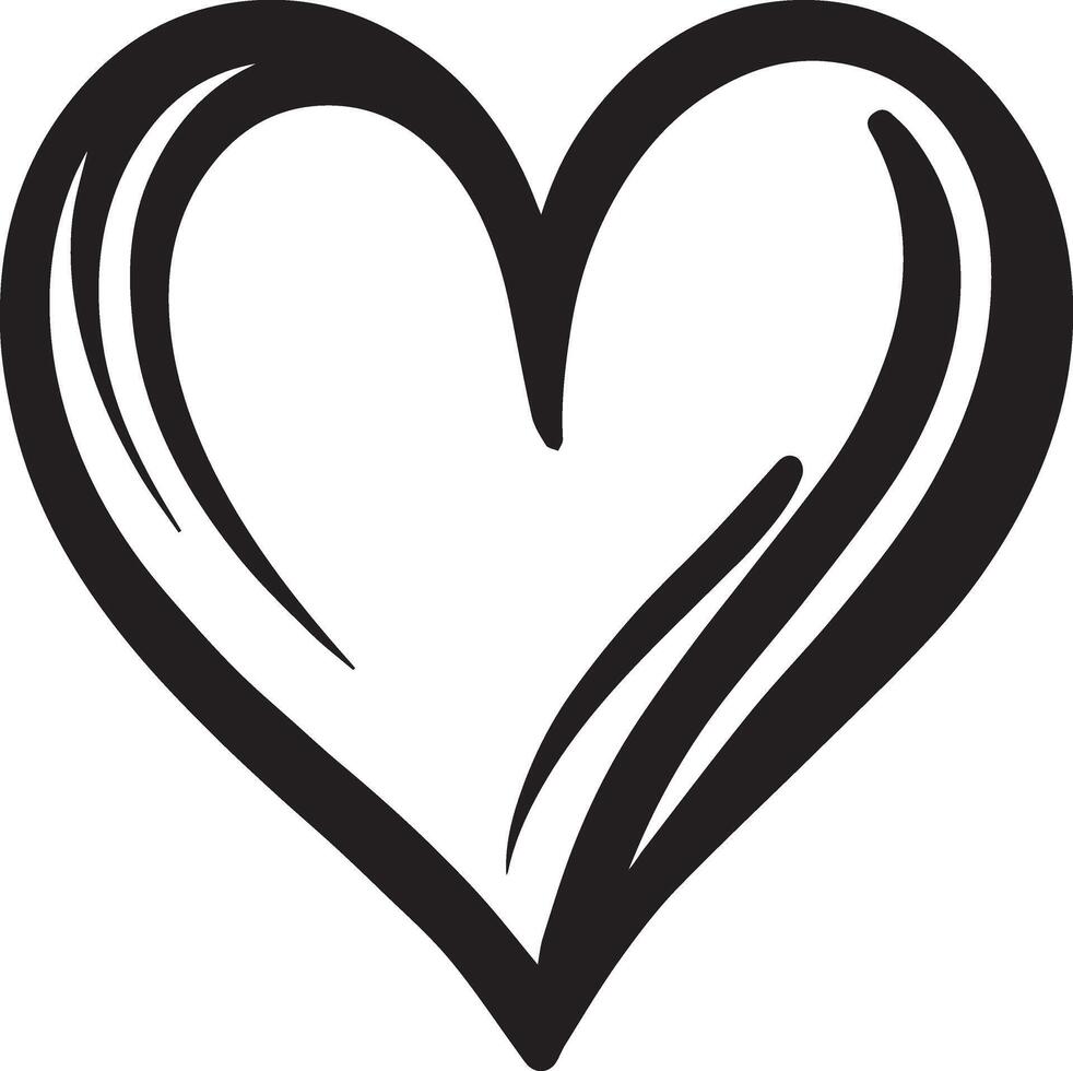 A black and white heart shape on a white background vector