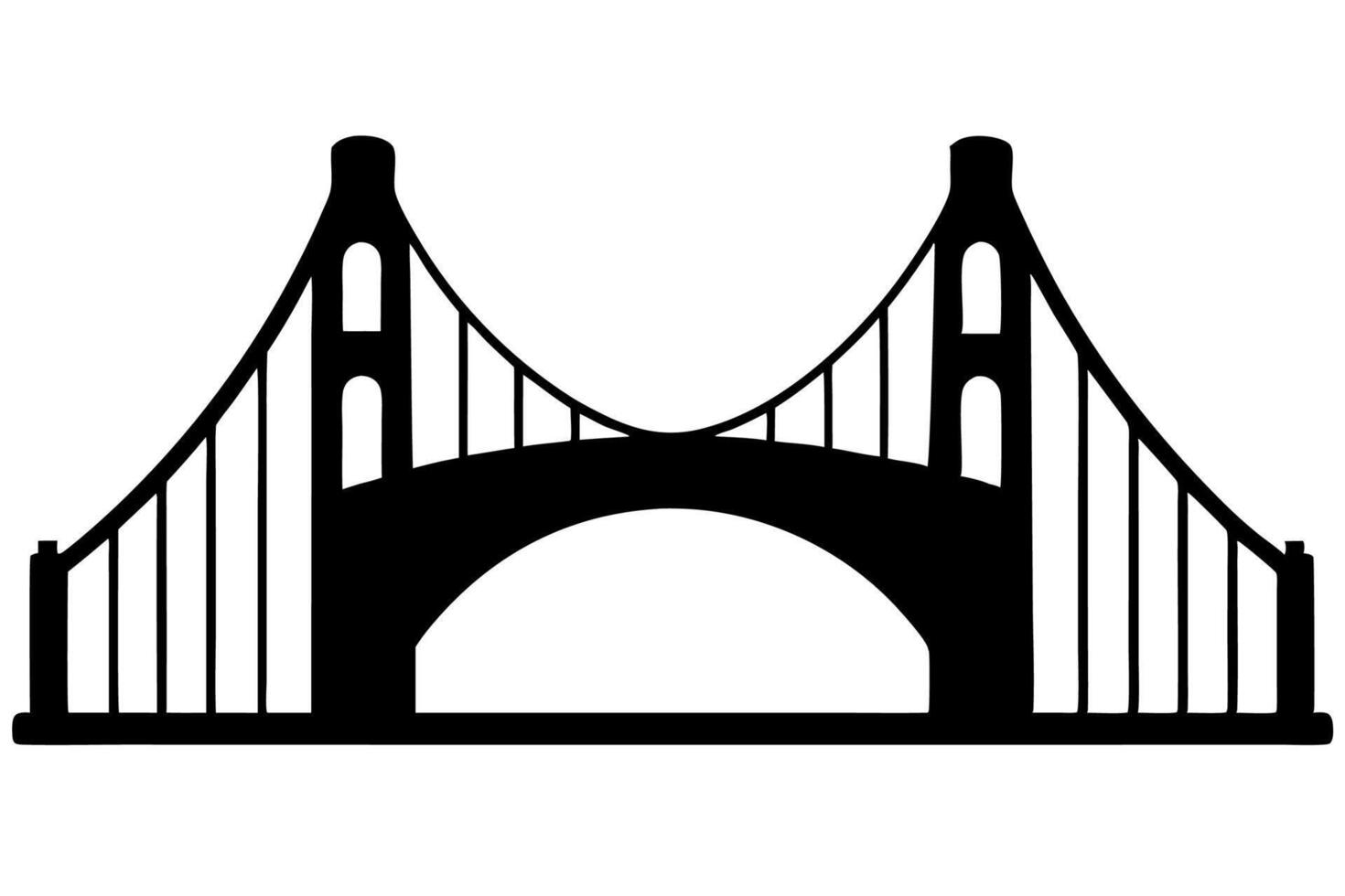 The golden gate bridge is shown in black and white vector