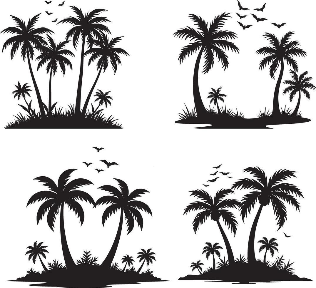 Palm trees silhouettes vector