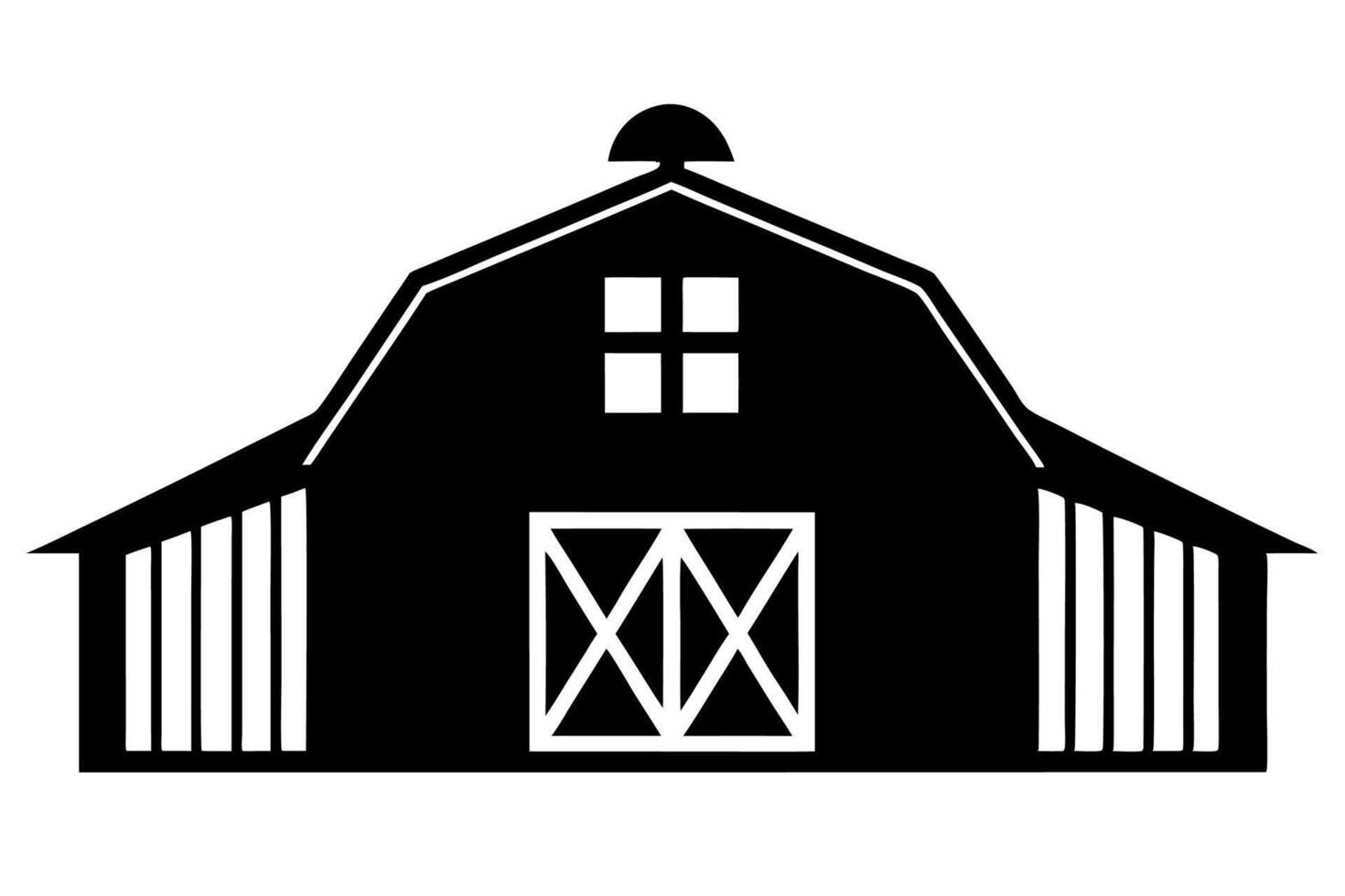 A black and white barn silhouette on a white background vector