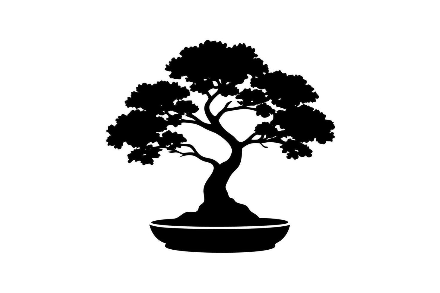 Bonsai tree silhouette on white background vector