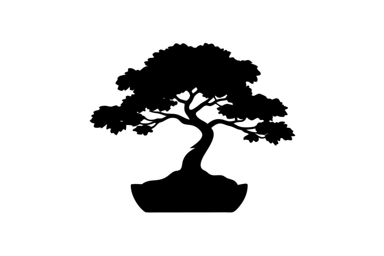 Bonsai tree silhouette illustration vector